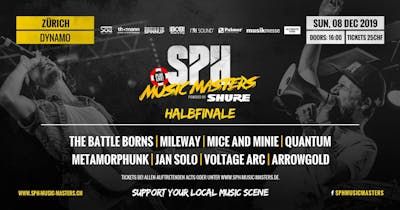 Flyer des SPH Music Masters Halbfinale (weitere Bands: The Battle Borns, Mileway, Mice and Mine, Quantum, Metamorphunk, Jan Solo und Arrowgold)